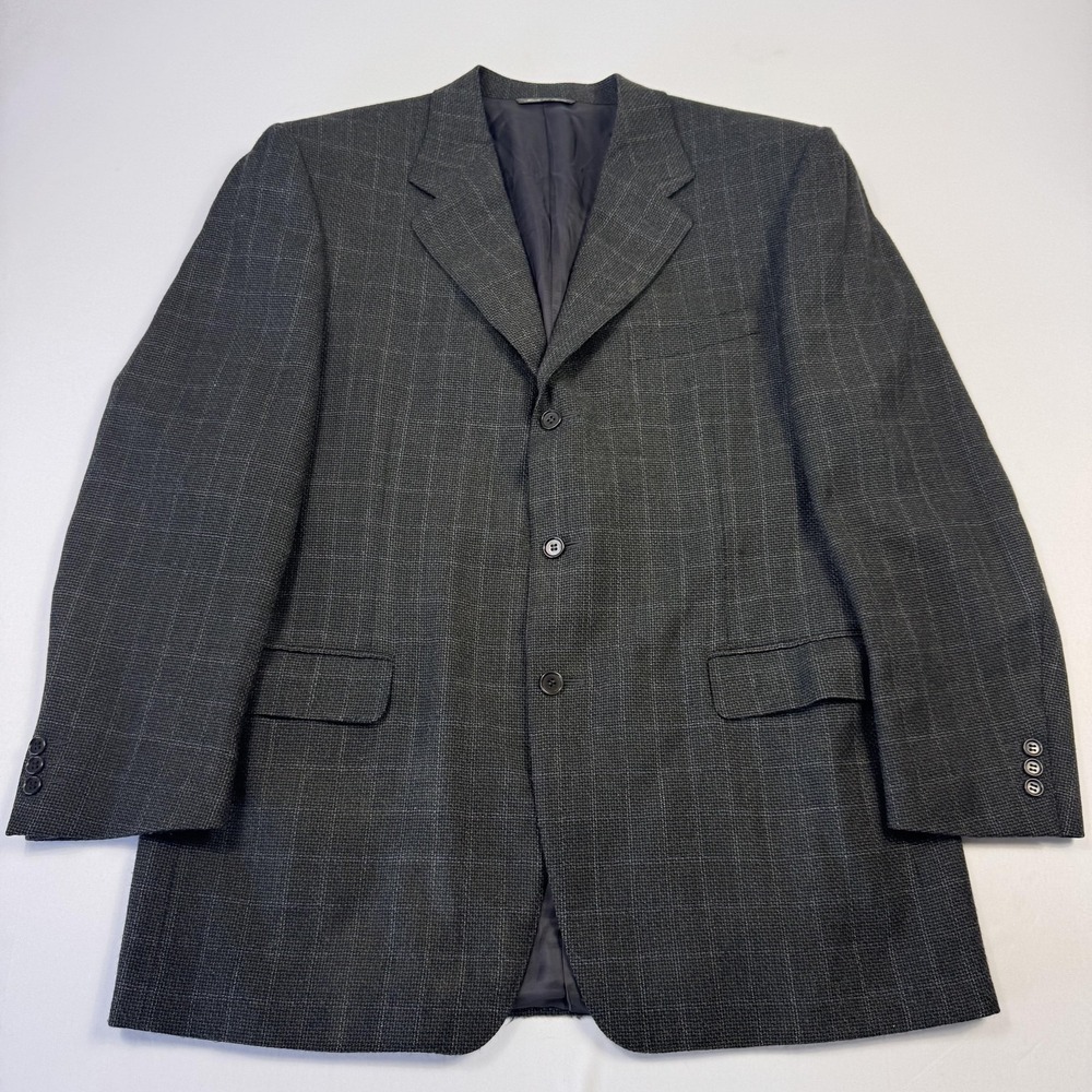 Canali Suit Jacket Mens 54 Gray Check Wool Cashmere Tweed Sport Coat Made Italy